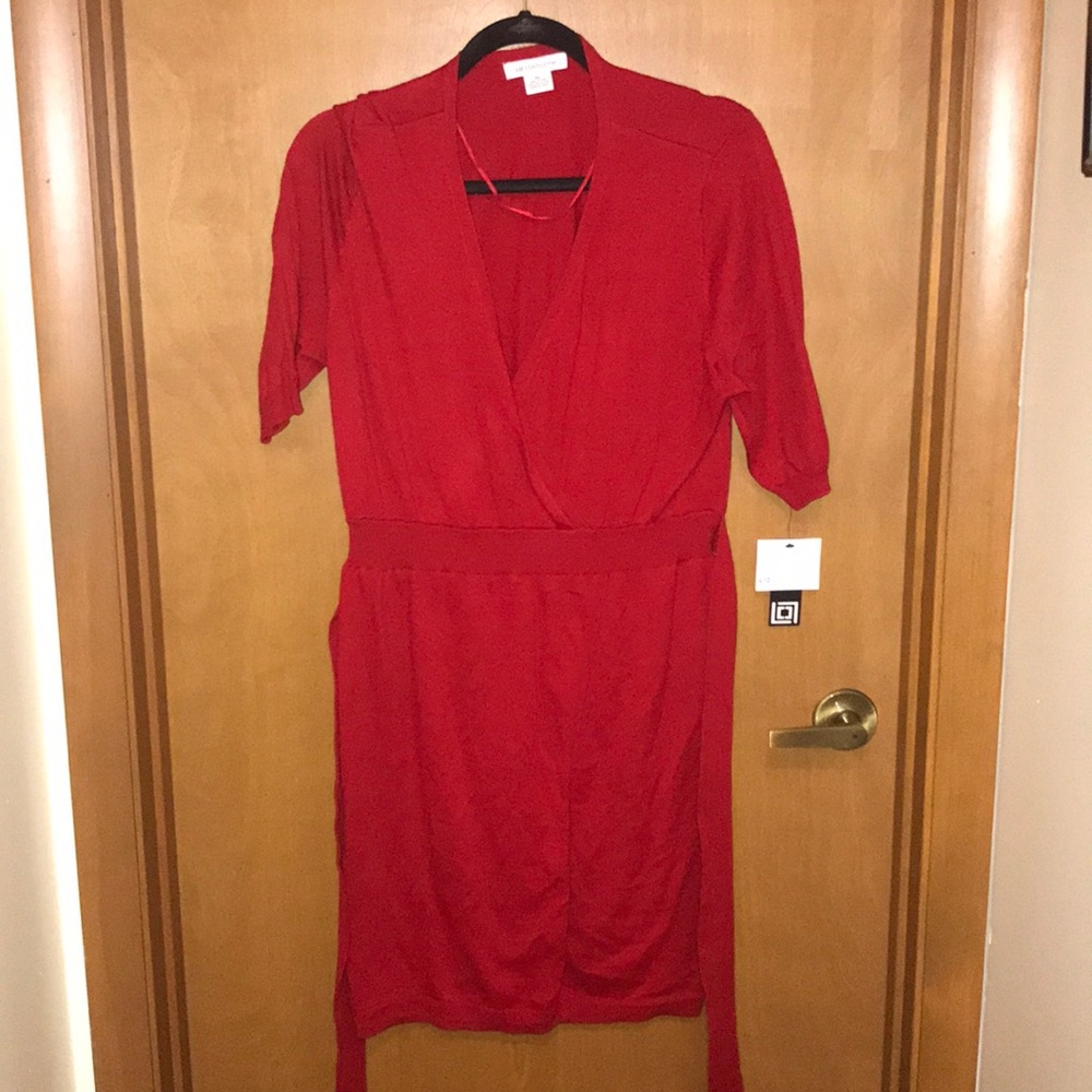 🔥 Liz Claiborne wrap sweater dress red XL NWT